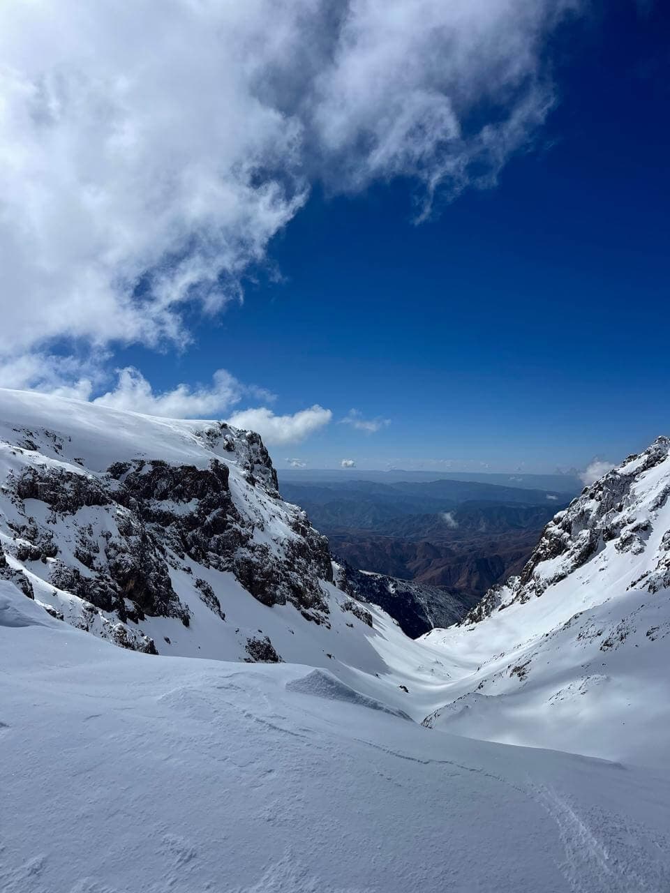 Ski touring on Akioud in the Toubkal Massif