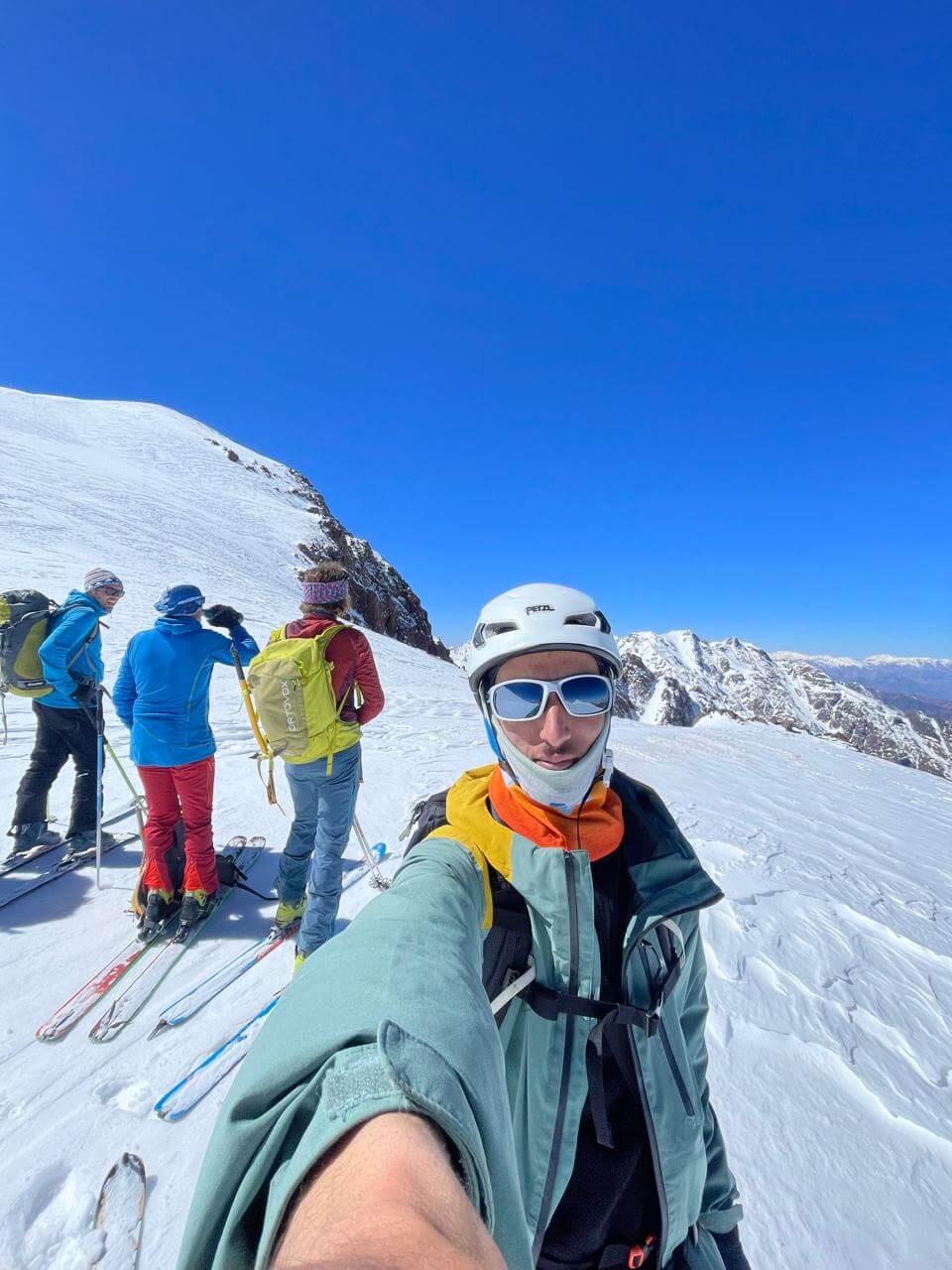 Ski touring group in the High Atlas near Bouignouane
