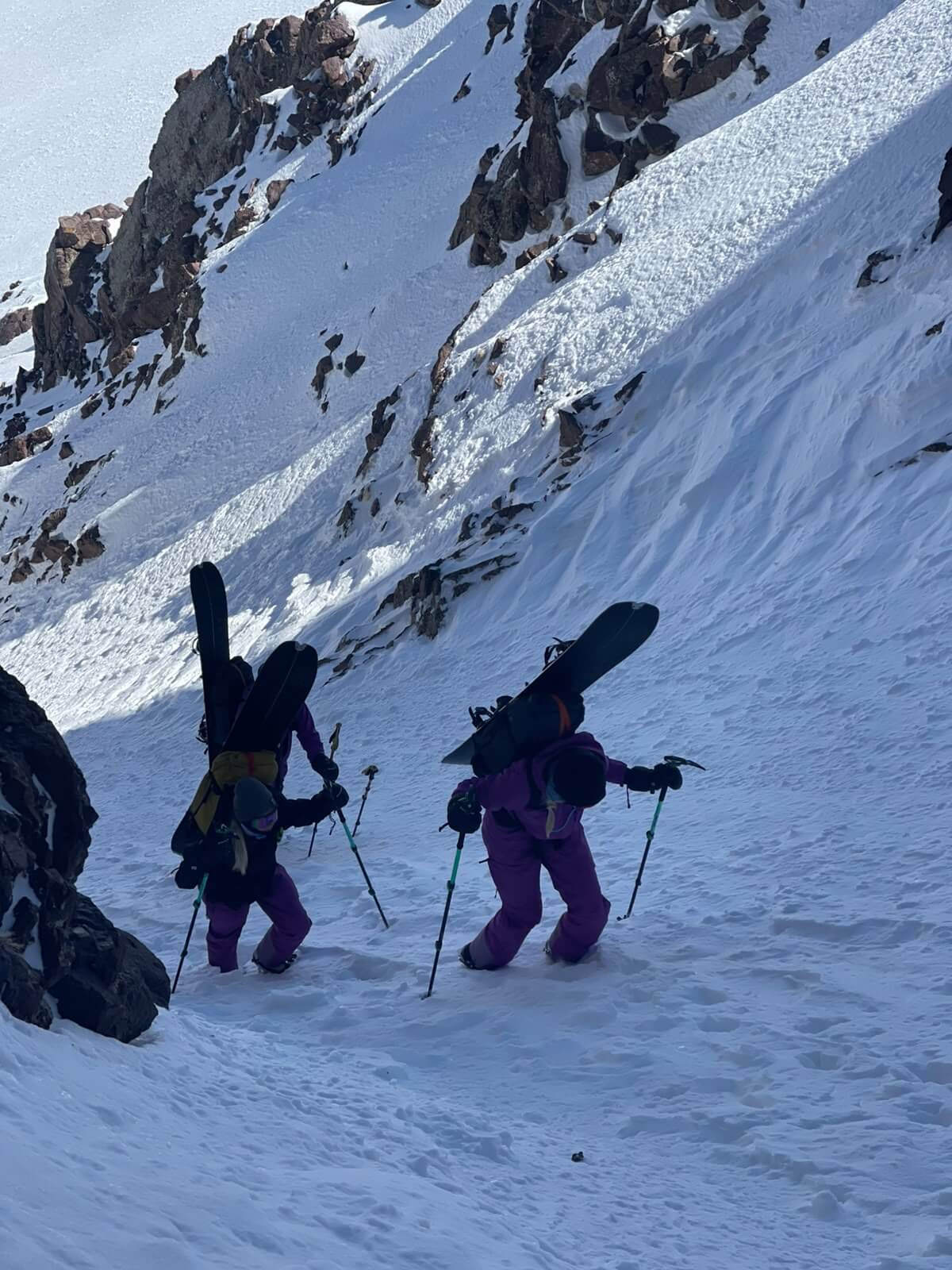 Booting up a steep couloir in the High Atlas